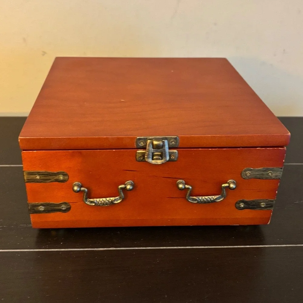 Bulova Wooden Fold Out Mantle Clock | Vintage | Trunk Style | Tested-Works